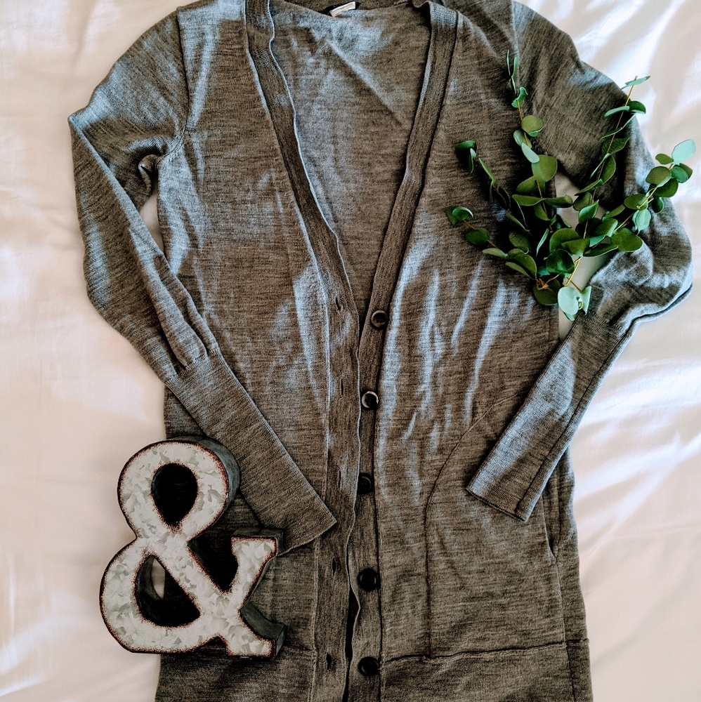 JCrew gray longline cardigan